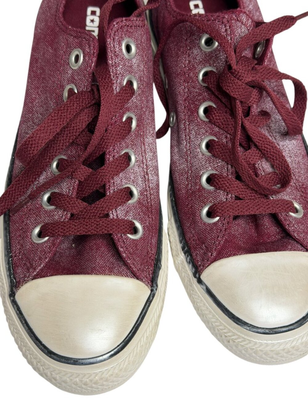 Converse All Star Ox Heart Sneakers Shoes Flats Womens Distressed Red 8 - Picture 4 of 10